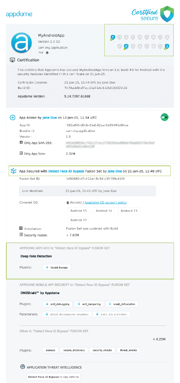 Detect Face ID Bypass shown in Certificate secure